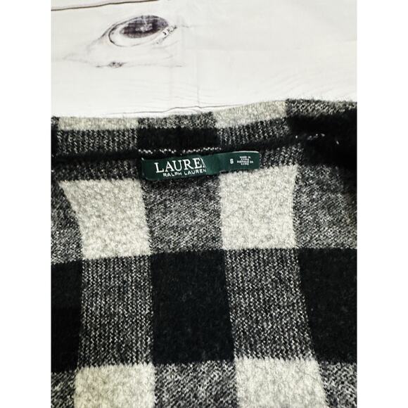 Lauren Ralph Lauren Women Buffalo Plaid Black White Wool Cardigan Size Small - Picture 6 of 8